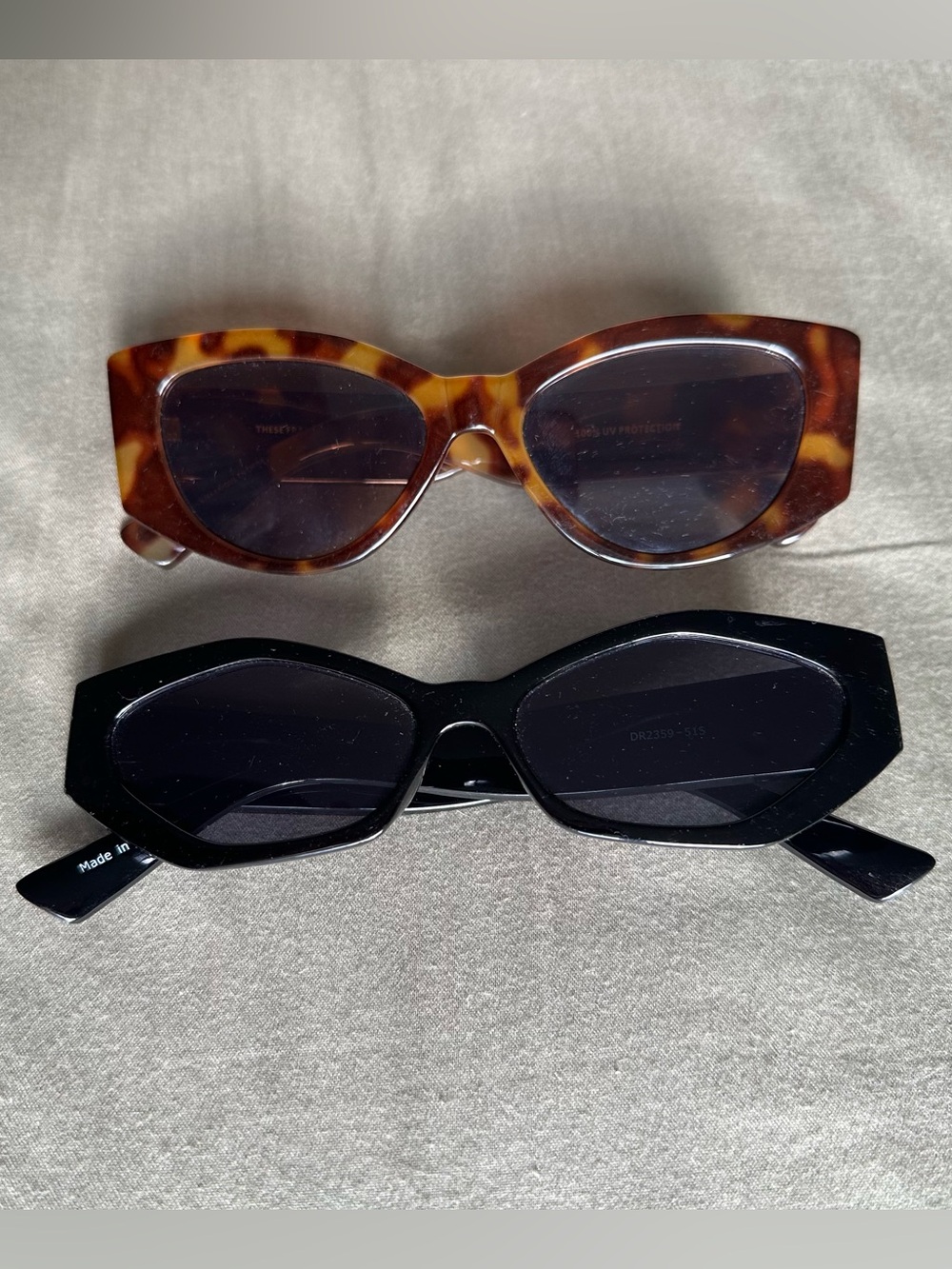 Tortoiseshell and Black Cat-Eye Sunglasses - Women Accessories